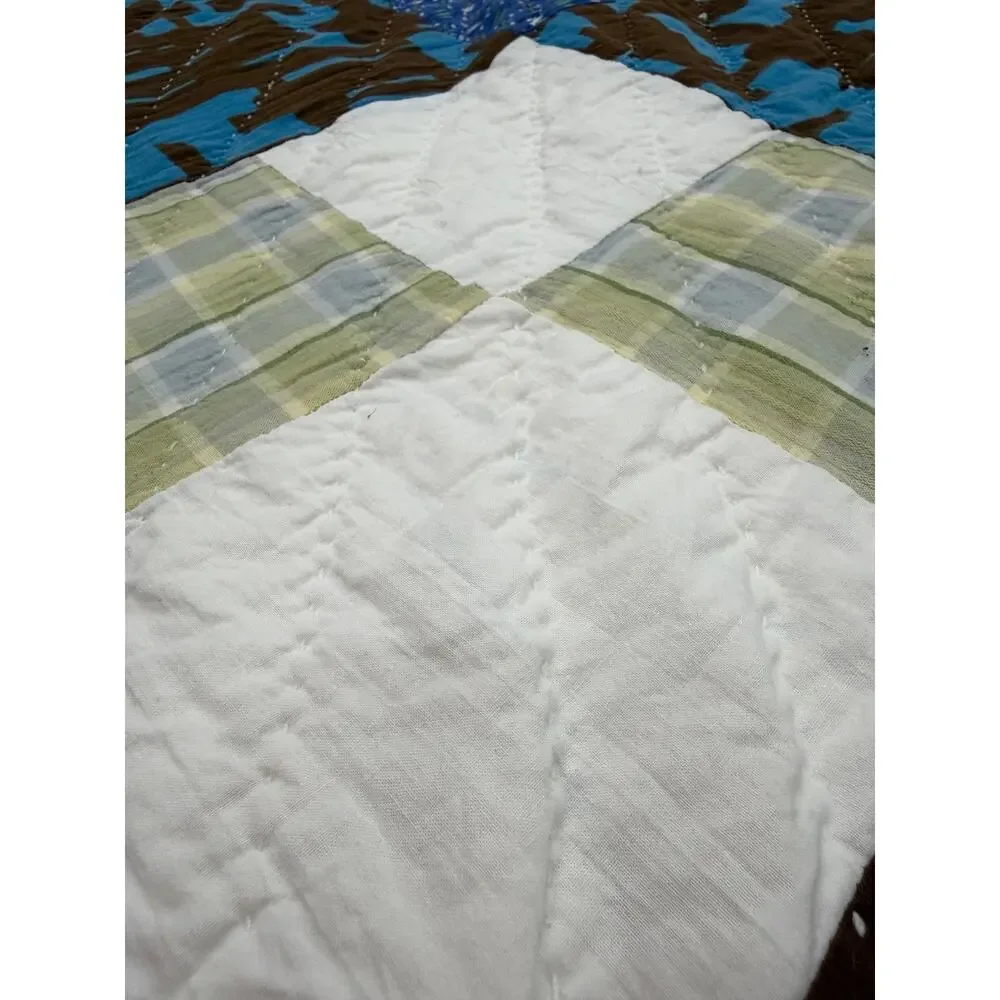 Vintage Appalachian Make Do Quilt Twin Hand Pieced Hand Quilted Patchwork Quilt